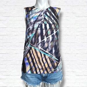 Boss Hugo Boss Silk Abstract Print Sleeveless Blouse Size 0 US